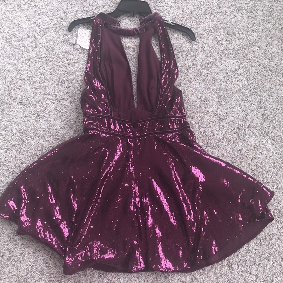 Free People Plum Film Noir Sequin Mini Dress - Picture 8 of 8